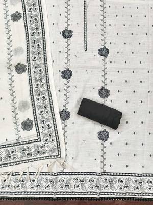 white floral print linen cotton unstitched dress material  2