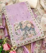 lavender digital print linen cotton unstitched dress material 