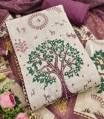 pink digital print linen cotton unstitched dress material 