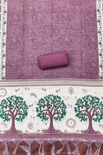pink digital print linen cotton unstitched dress material 