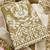 olive green applique linen cotton unstitched dress material 