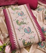 rani pink digital print linen cotton unstitched dress material 