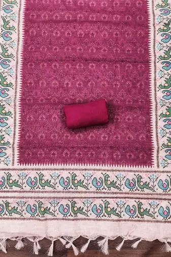 rani pink digital print linen cotton unstitched dress material 