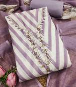 purple floral print linen cotton unstitched dress material 