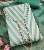 green floral print linen cotton unstitched dress material 