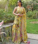 Yellow Embroidered Organza Silk Lehenga Set