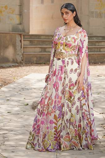 Blush Pink Embroidered Silk Satin Lehenga Set