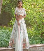 Ivory Embroidered Georgette Lehenga Set