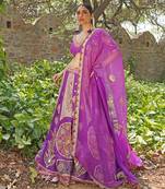 Magenta Pink Embroidered Silk Blend Lehenga Set