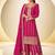 Pink embroidered chinon free size stitched palazzo style salwar suit