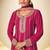 Pink embroidered chinon free size stitched palazzo style salwar suit