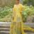 Yellow embroidered silk blend sharara set