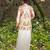 Ivory embroidered raw silk jacket skirt set