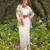 Ivory embroidered raw silk jacket skirt set