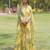 Yellow printed organza anarkali set