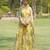 Yellow printed organza anarkali set