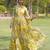 Yellow printed organza anarkali set