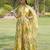 Yellow printed organza anarkali set