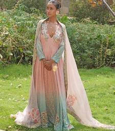Blush pink embroidered georgette indo western gown