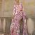 Off white printed georgette drape saree set