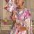 Off white printed georgette drape saree set