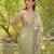 Sage green embroidered georgette drape saree set