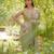 Sage green embroidered georgette drape saree set