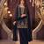 Navy blue chinon beads work kurti palazzo dupatta set
