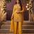 Yellow chinon beads work kurti palazzo dupatta set