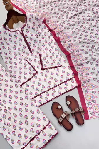 Whitenatural crepe farshi suit set