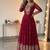 Wine georgette embroidered gown set with dupatta