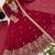 Wine georgette embroidered gown set with dupatta