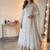 White georgette embroidered gown set with dupatta