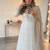 White georgette embroidered gown set with dupatta