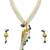 Traditional antique gold plated peacock kundan necklace set with pearl strands & green beads for wedding