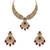 Gold plated kundan choker necklace set with ruby red stones & pearl jhumka earrings for indian wedding bridal wear