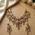 Gold plated kundan necklace set with pastel pink and mint green beads | indian bridal wedding jewelry set with earrings