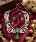Meenakari pearl necklace set | indian bridal choker & earrings for women | kundan ethnic wedding jewelry set