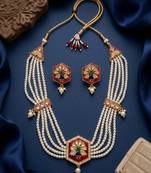 Meenakari pearl necklace set | indian bridal choker & earrings for women | kundan ethnic wedding jewelry set