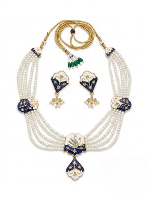Meenakari pearl necklace set | indian bridal choker & earrings for women | kundan ethnic wedding jewelry set 4