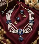 Meenakari pearl necklace set | indian bridal choker & earrings for women | kundan ethnic wedding jewelry set