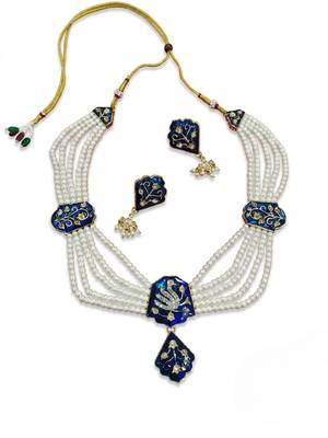 Meenakari pearl necklace set | indian bridal choker & earrings for women | kundan ethnic wedding jewelry set 2