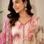 Pink cotton blend floral print kurta set