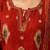Red cotton blend geometric print kurta set