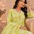 Lime green cotton blend floral print kurta set
