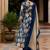 Blue cotton blend floral print kurta set
