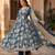 Blue cotton blend floral print kurta set