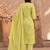 Lime green cotton blend floral print kurta set