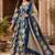 Blue cotton blend floral print kurta set