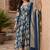 Blue cotton blend floral print kurta set